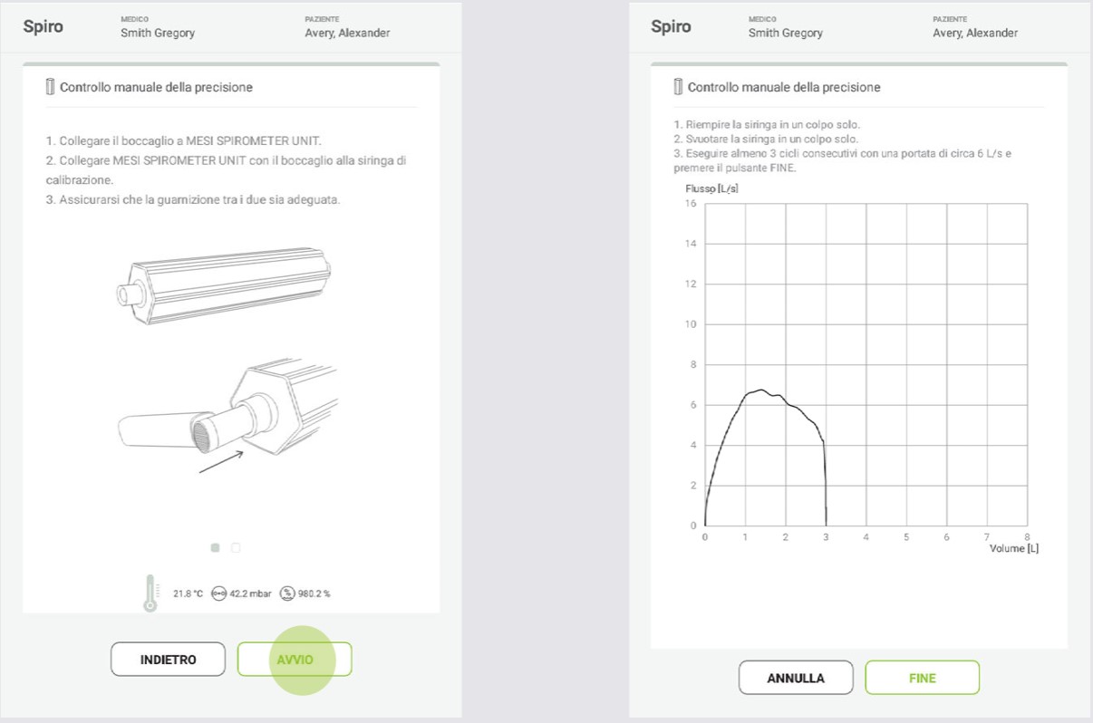 MESI mTABLET SPIRO - ESECUZIONE DEL CONTROLLO DI PRECISIONE - Fase 4