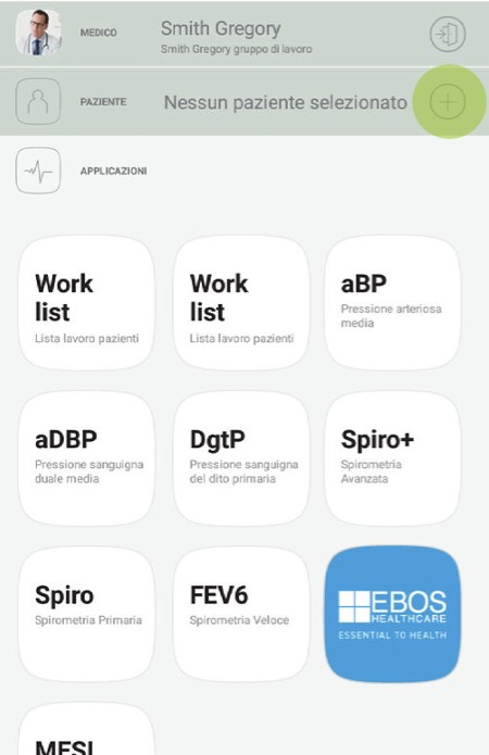 MESI mTABLET SPIRO - AGGIUNTA DI UN UNA PAZIENTE  - Fase 1