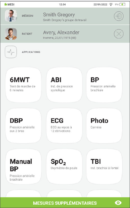 MESI mTABLET ECG - Selecting a patient - Step 1