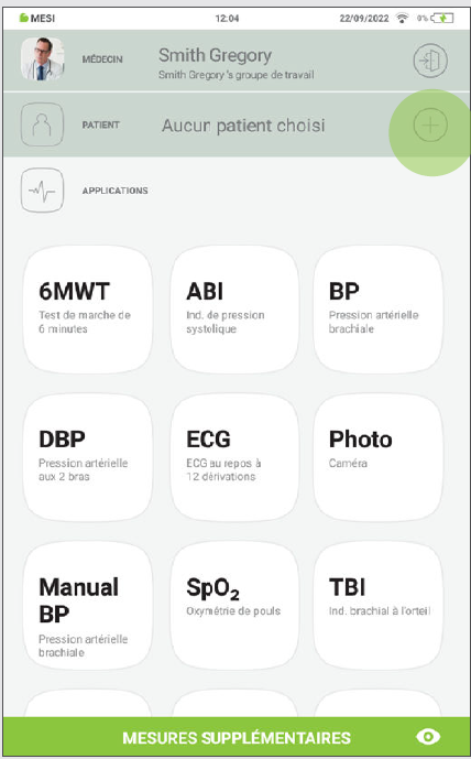 MESI mTABLET ABI - Adding a patient - Step 1