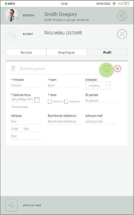 MESI mTABLET ABI - Adding a patient - Step 3