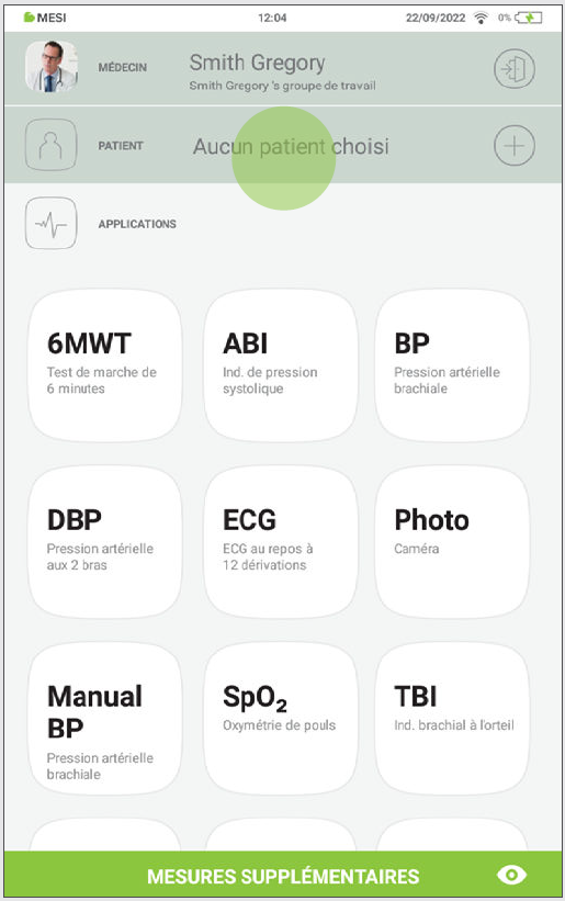 MESI mTABLET ABI - Performing an ABI measurement - Step 1