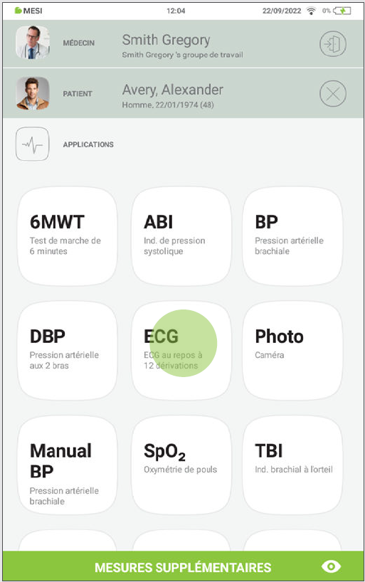 MESI mTABLET ECG - Recording the ecg - Step 2