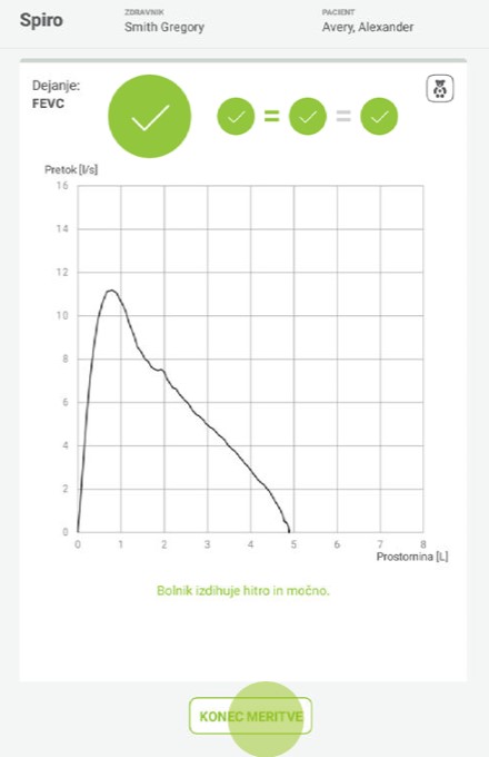 MESI mTABLET SPIRO - IZVAJANJE MERITEV FEVC - Korak 5