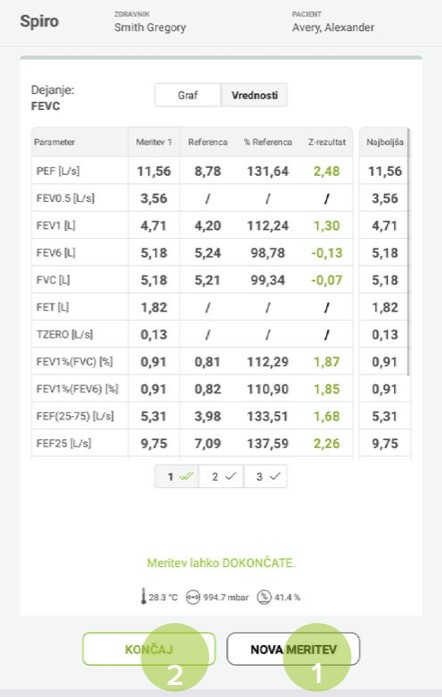 MESI mTABLET SPIRO - IZVAJANJE MERITEV FEVC - Korak 7
