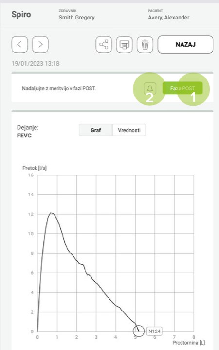 MESI mTABLET SPIRO -MERITEV V NAČINU POST - Korak 1