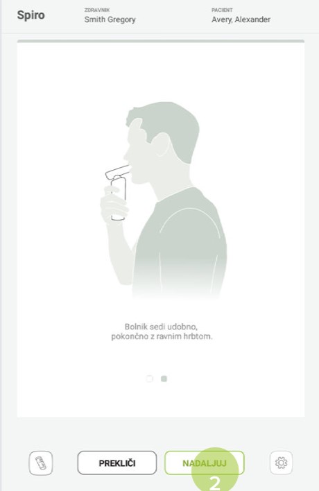 MESI mTABLET SPIRO -MERITEV V NAČINU POST - Korak 2