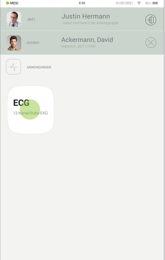 MESI mTABLET ECG-DURCHFÜHRUNG DER EKGAUFZEICHNUNG - Schritt 2