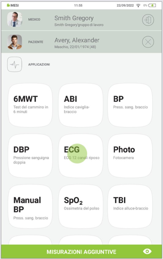 MESI mTABLET ECG-EFFETTUARE LA REGISTRAZIONE ECG - Fase 2