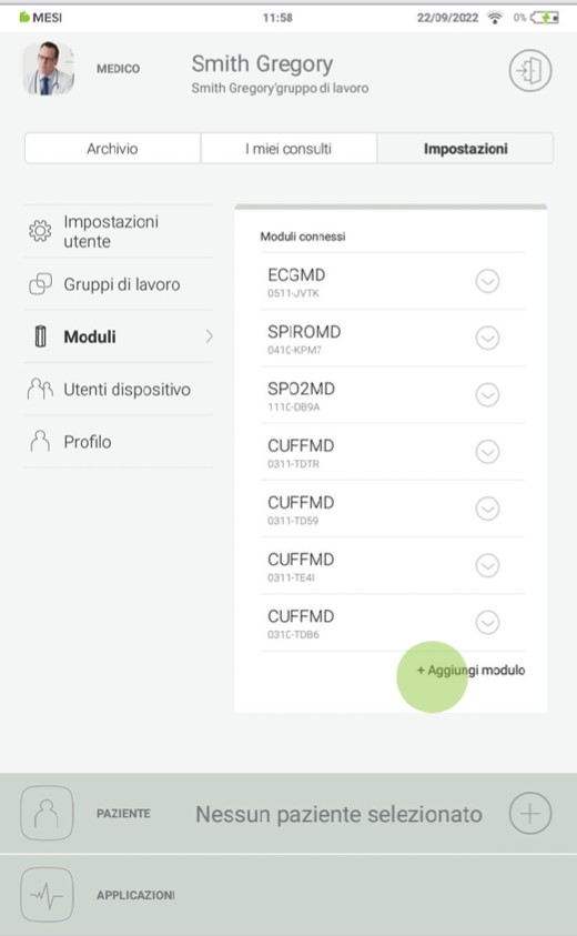 MESI mTABLET ECG-ACCOPPIAMENTO - Fase 1