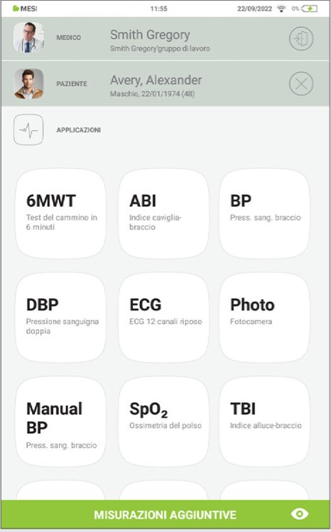 MESI mTABLET ECG-SELEZIONE DEL PAZIENTE - Fase 1