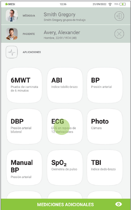 MESI mTABLET ECG - PERFORMING ECG RECORDING - Step 2