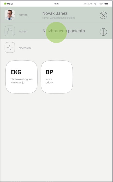 MESI mTABLET ECG - SNEMANJE EKT - Korak 1