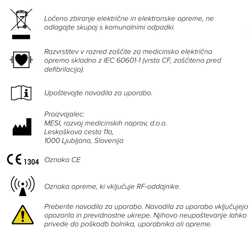 MESI mTABLET ECG-Pomembne oznake