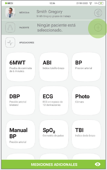 MESI mTABLET ABI - Adding a patient - Step 1
