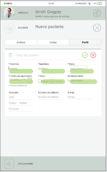 MESI mTABLET ABI - Adding a patient - Step 2