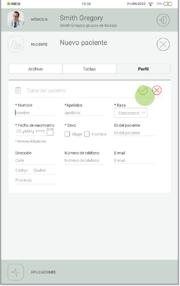 MESI mTABLET ABI - Adding a patient - Step 3