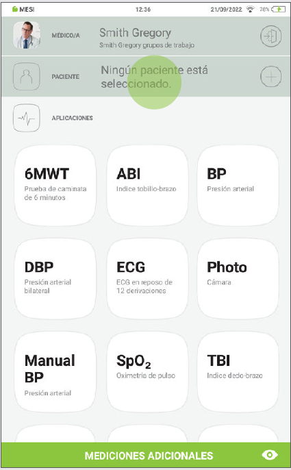 MESI mTABLET ABI - Performing an ABI measurement - Step 1