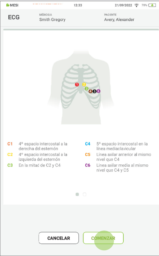 MESI mTABLET ECG - Recording the ecg - Step 6