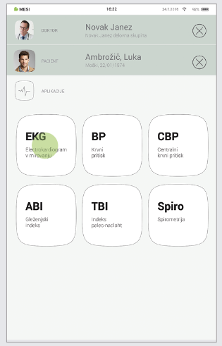 Dodajanje prvega bolnika