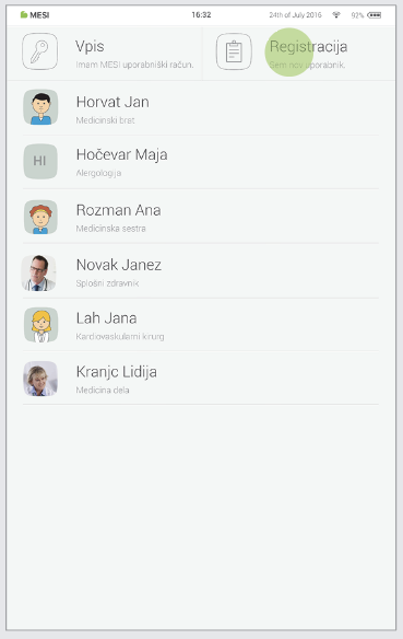 Prijava z obstoječim računom