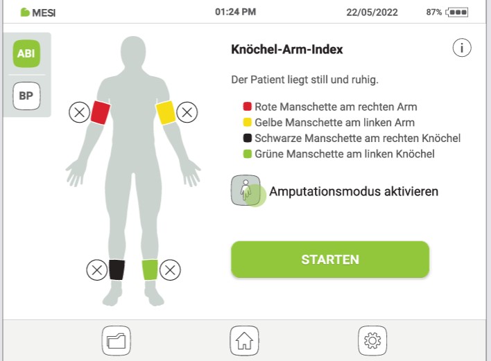 MESI ABPI MD V2-DURCHFÜHRUNG EINER ABIMESSUNG - Schritt 1