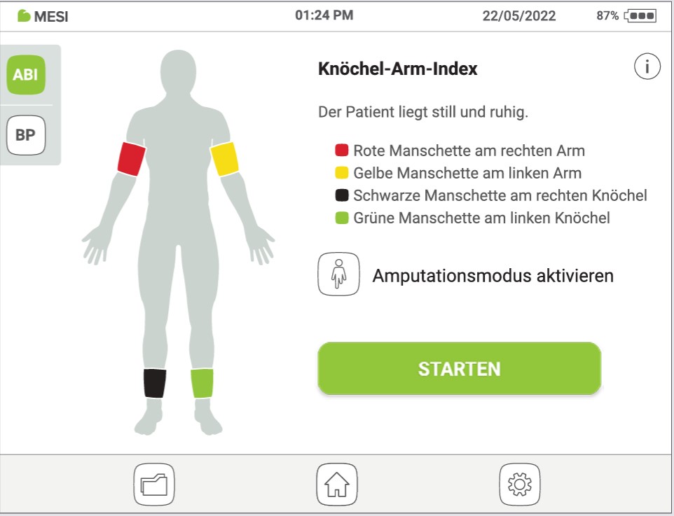 MESI ABPI MD V2-Option 2.2 - ABIMessung mit 3 Manschetten (linker Arm) - Schritt 3