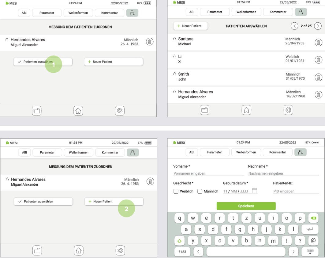 MESI ABPI MD V2 - Patienten hinzufügen