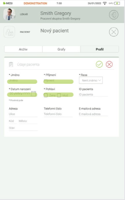 CZ - MESI mTABLET ABI -PŘIDÁNÍ PACIENTA - Step 2