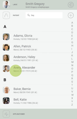 MESI mTABLET ABI - Selecting a patient - Step 2