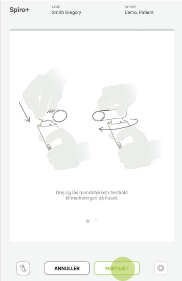 MESI mTABLET SPIRO - Preparation for spirometry measurement - Step 3