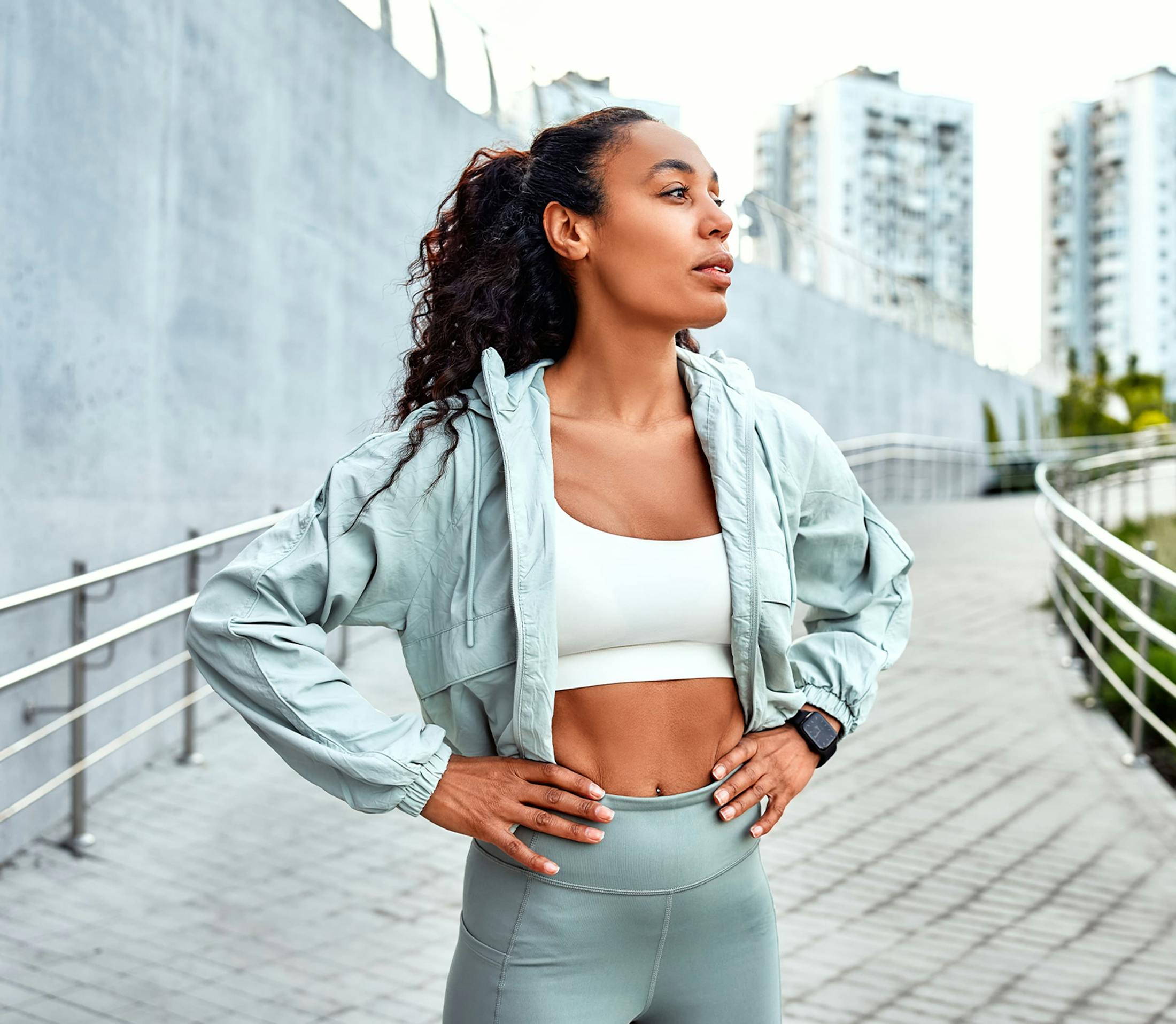 Woman standing during a run