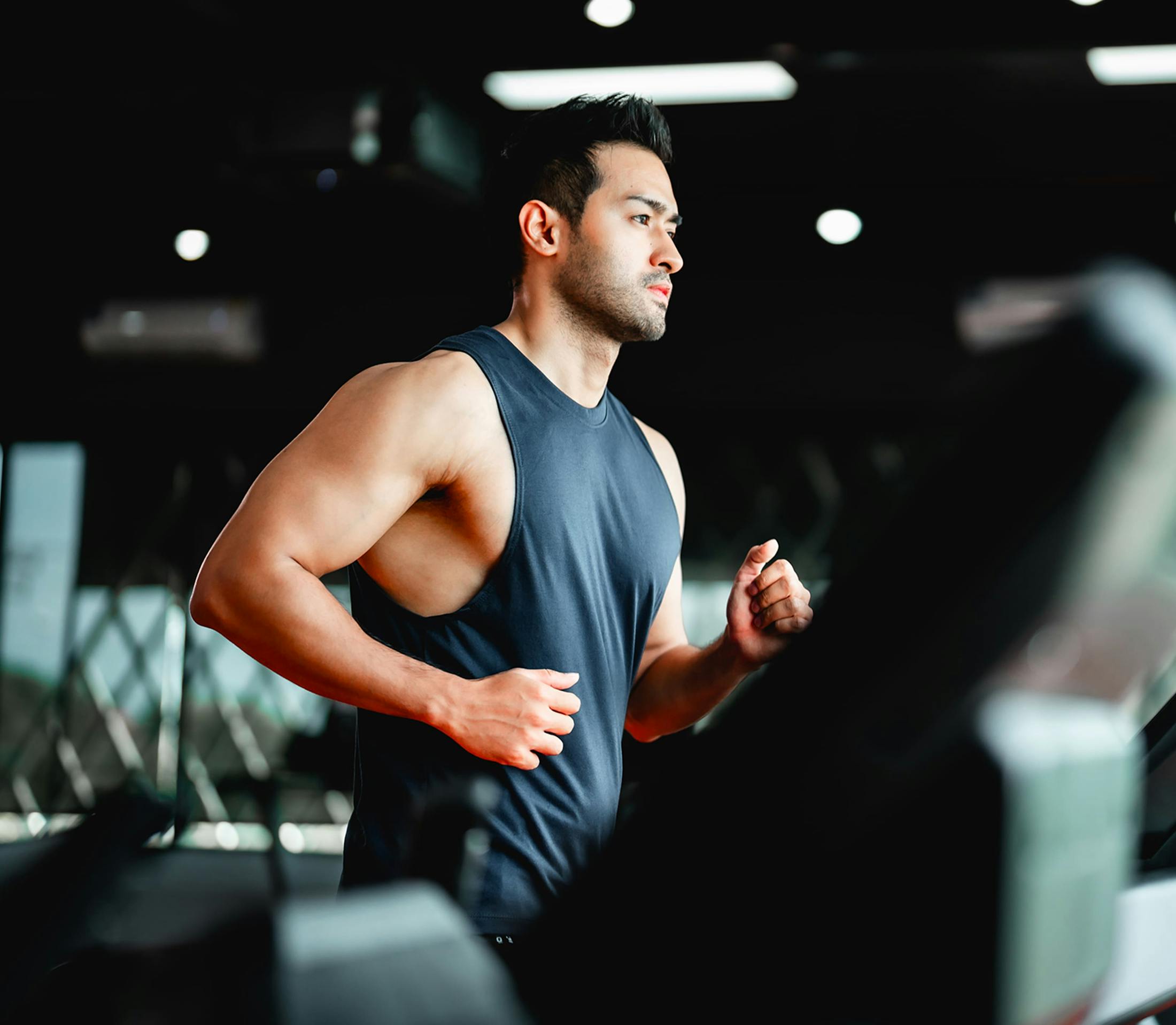 Man running on a treadmill