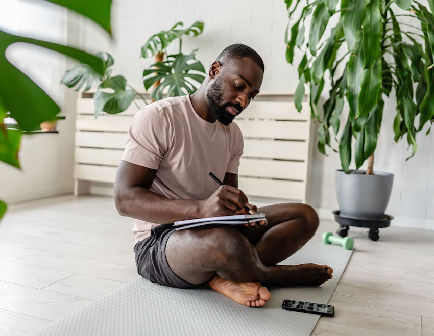Man during yoga workout