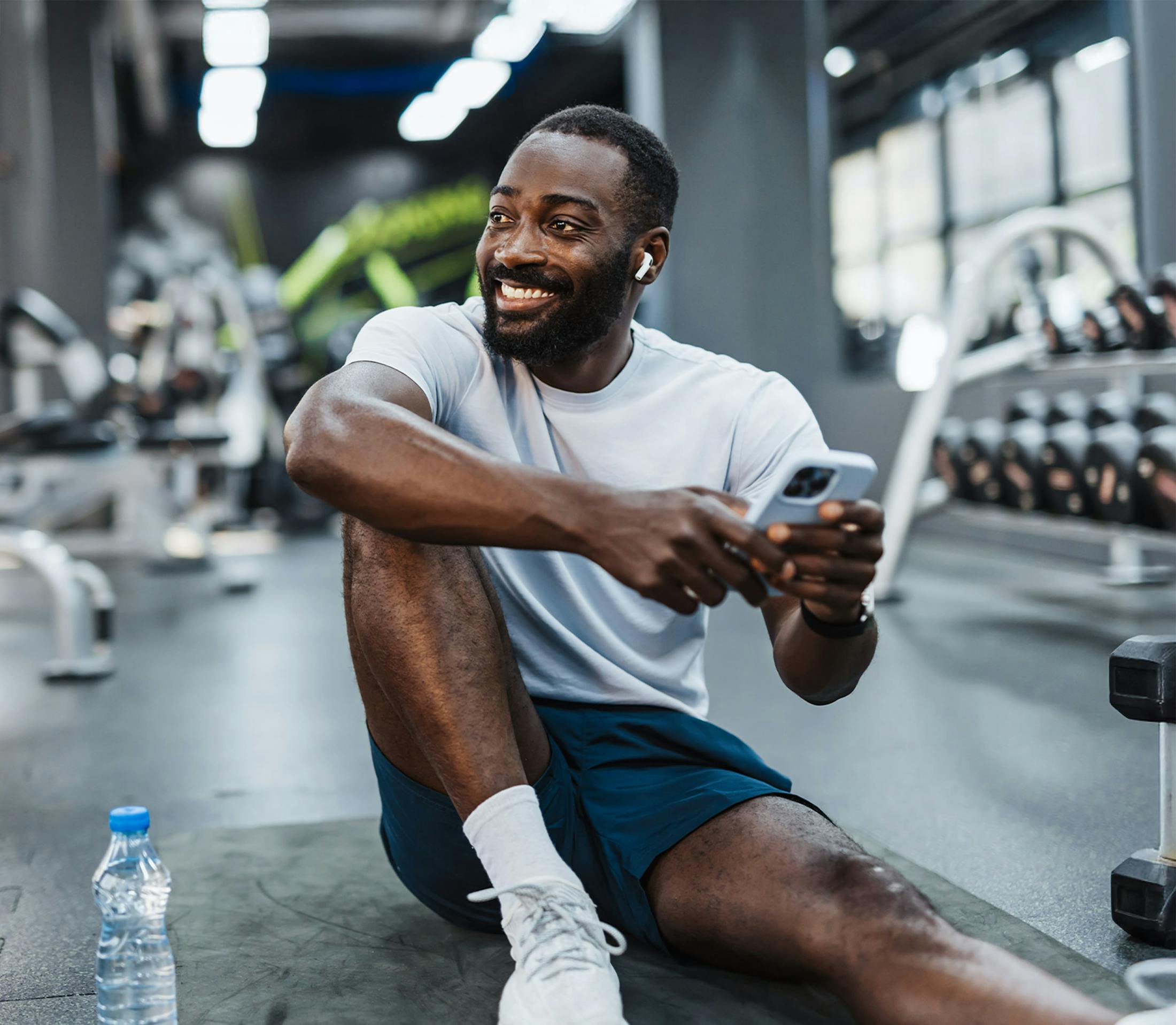 Man smiling in the gym