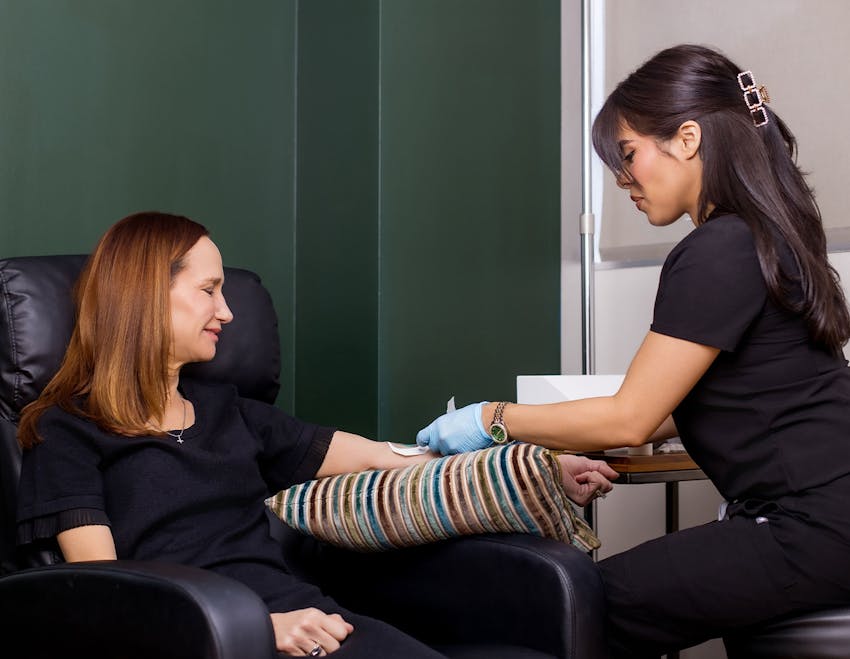 Nurse and patient during treatment