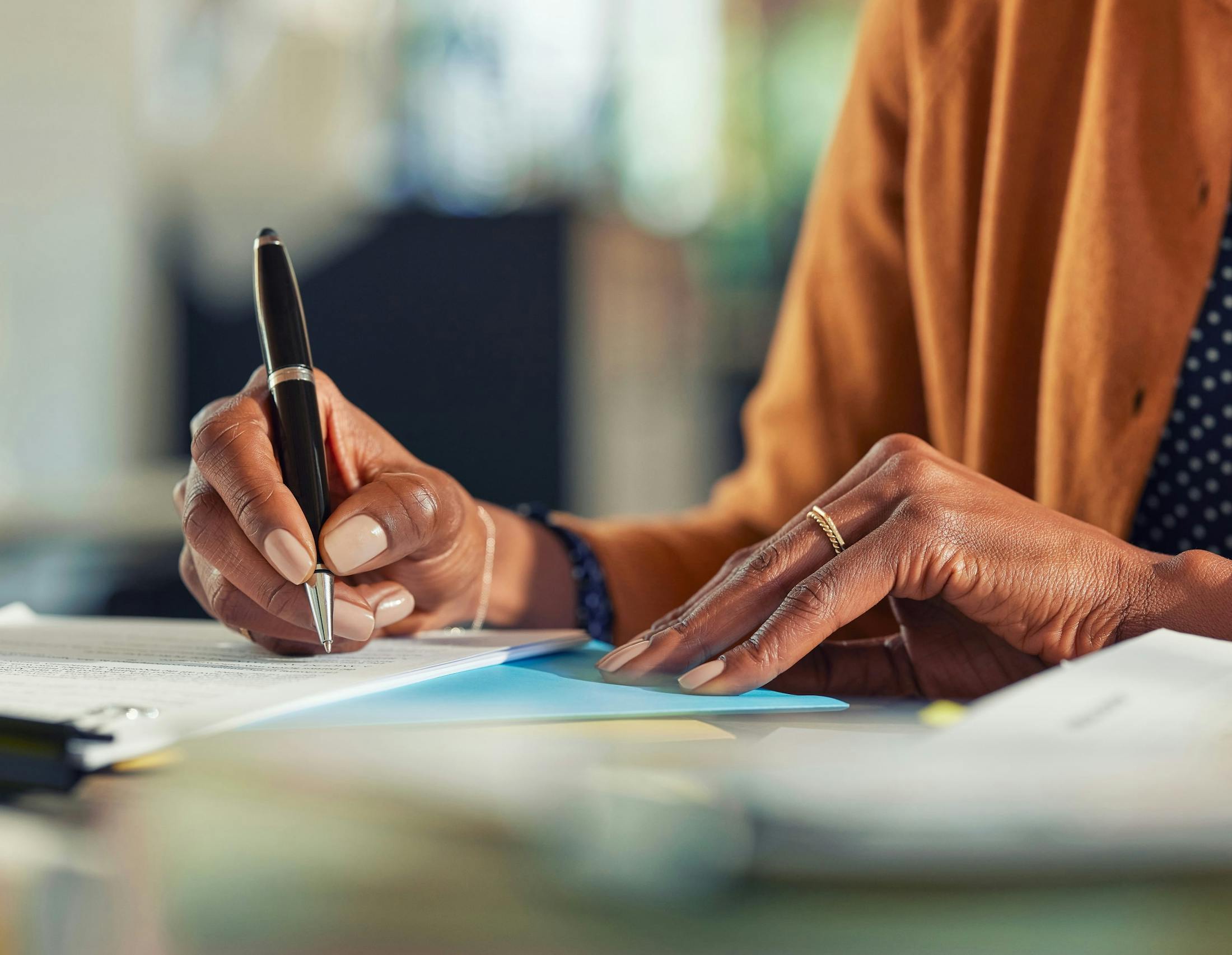 woman doing paper work