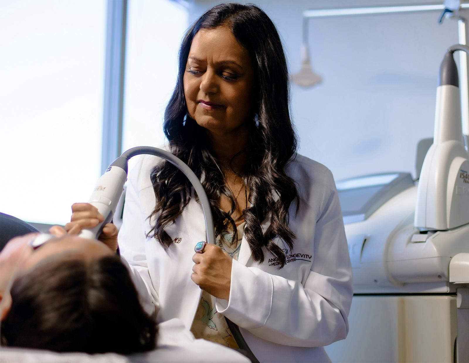 Nurse and patient during procedure