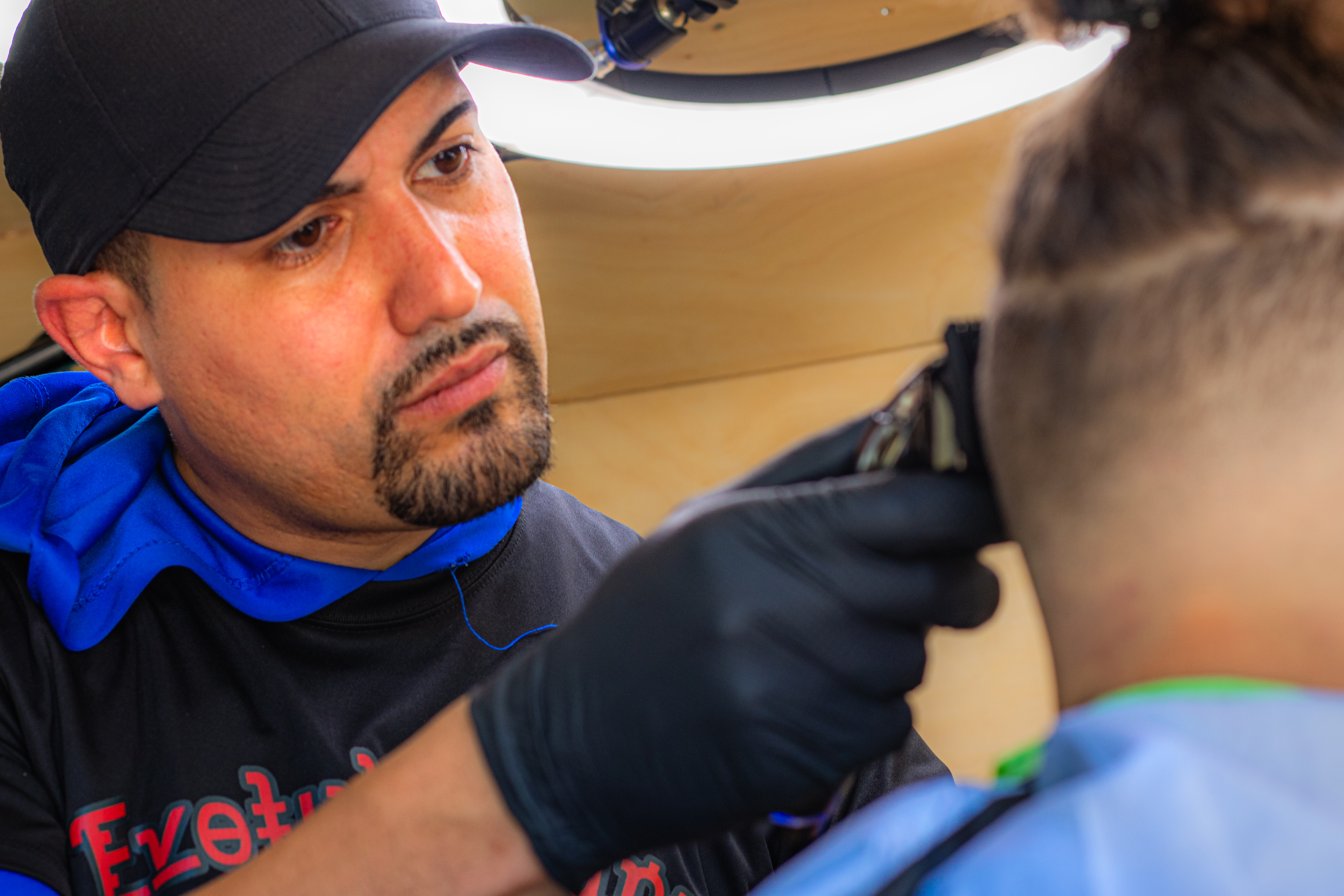 Team collaboration around wooden table