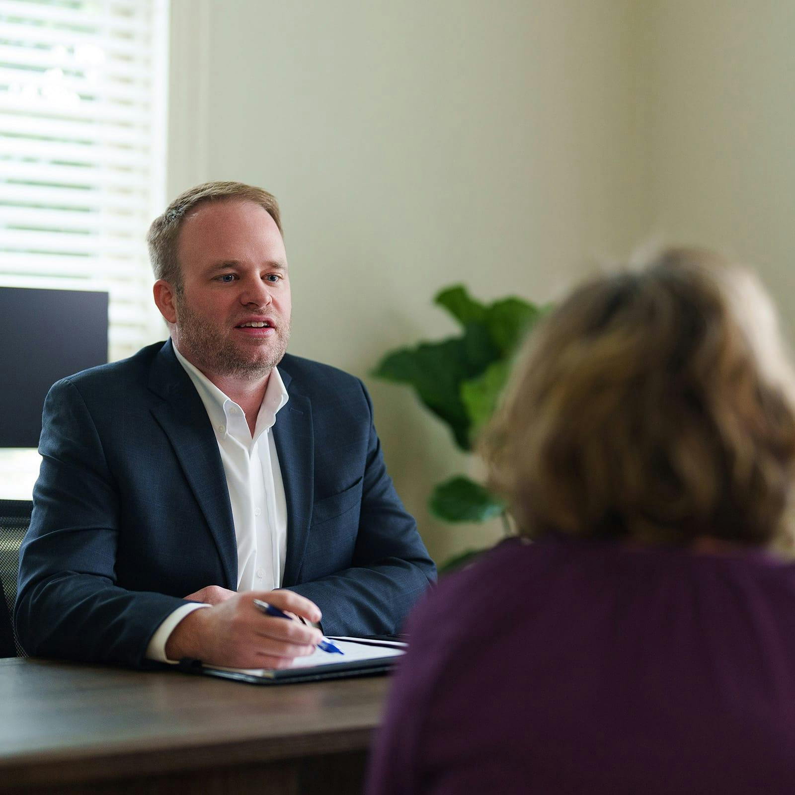 attorney talking to a client