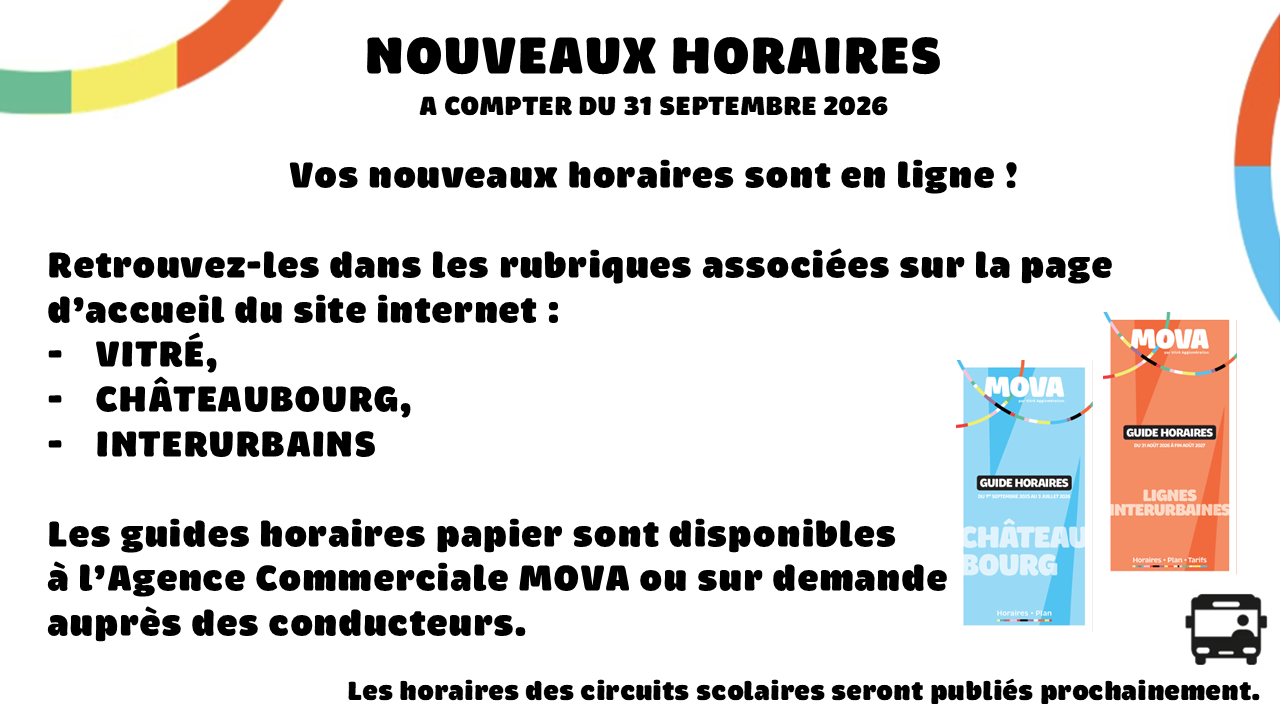 Nouveau horaires septembre