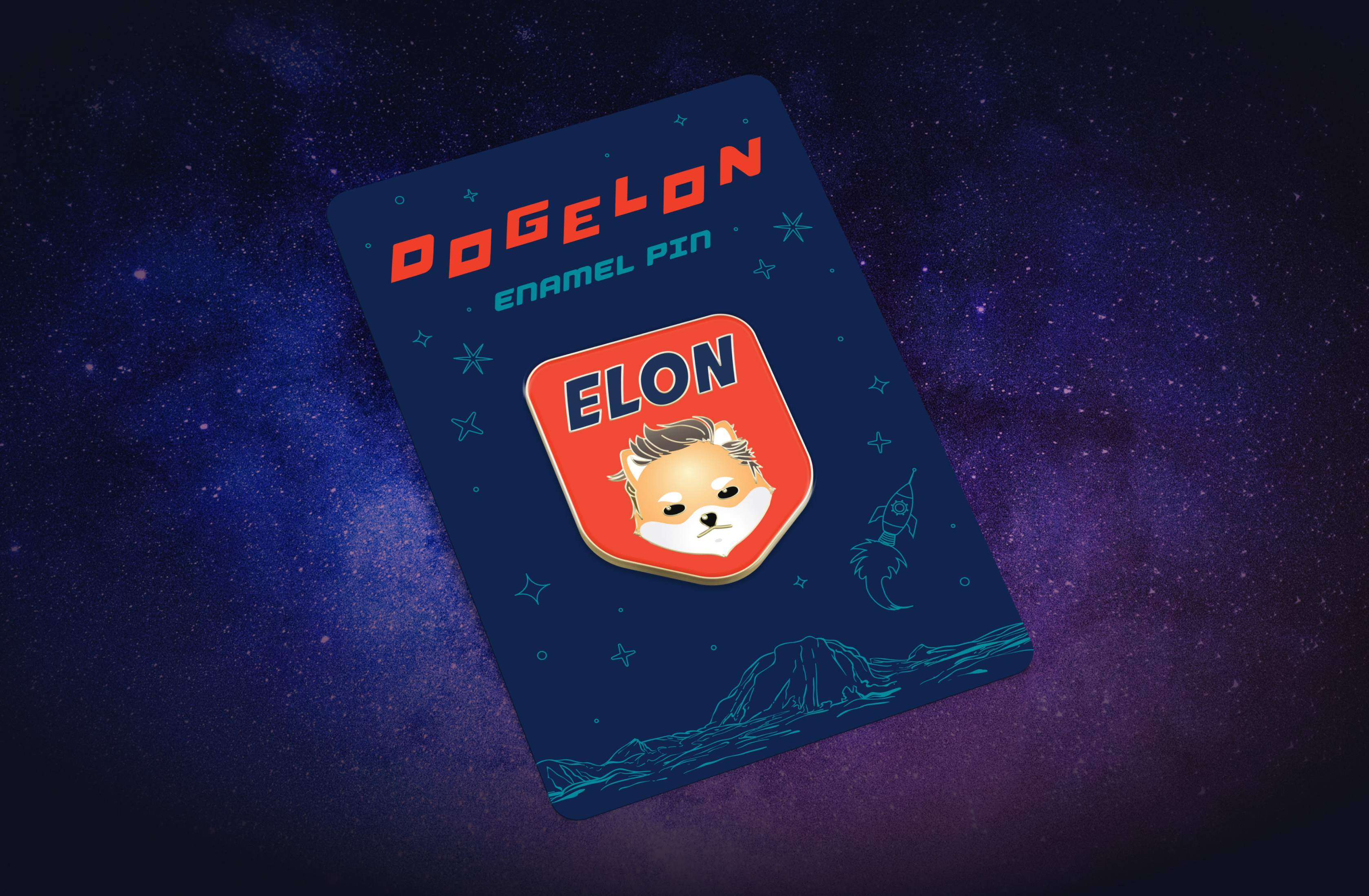 Logo design featuring Dogelon’s signature character within a red cosmic badge.