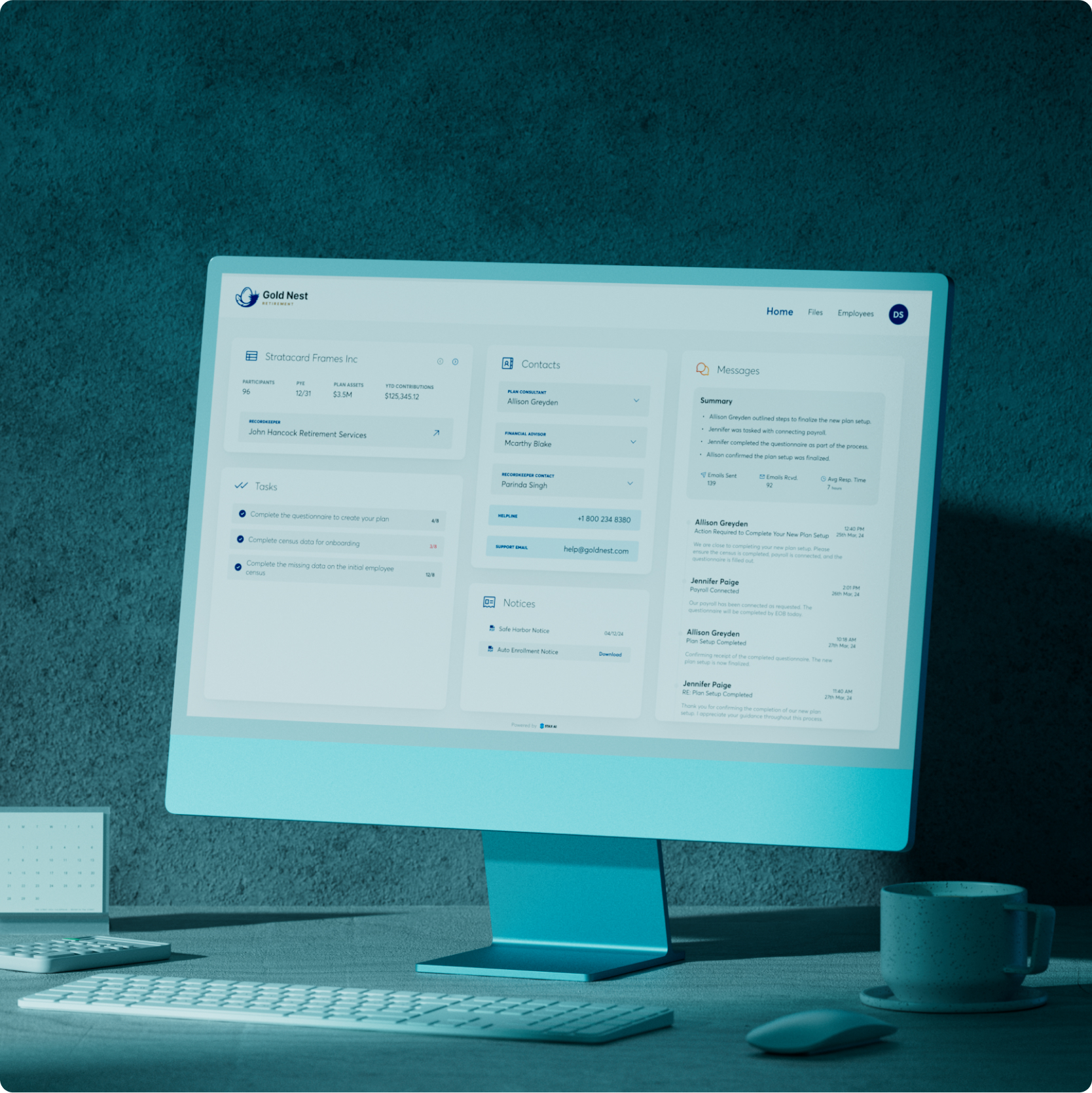Computer displaying detailed Stax.ai web page design and user interface layout.