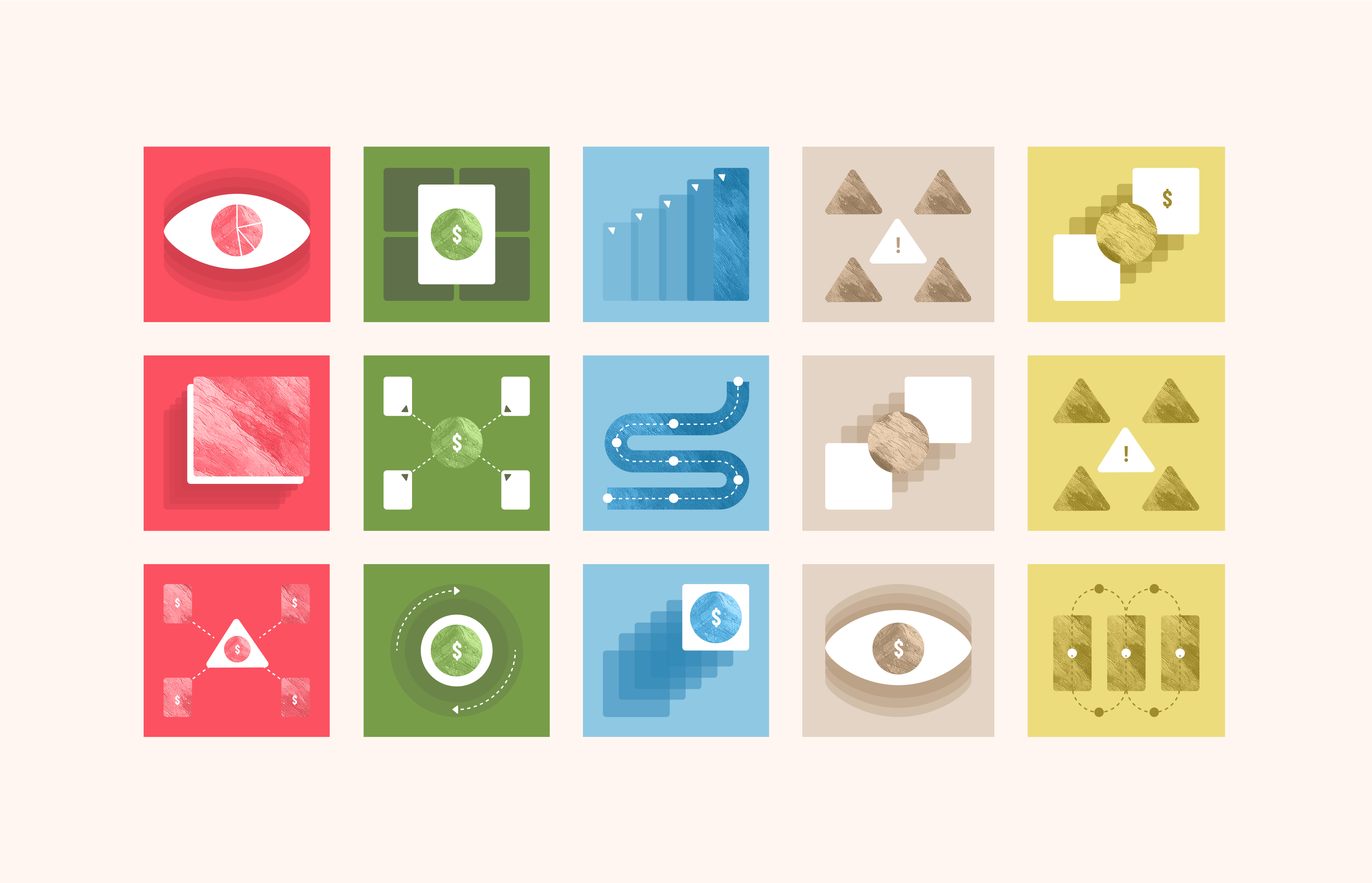 Icon set representing Everest ERP’s software modules and product features.