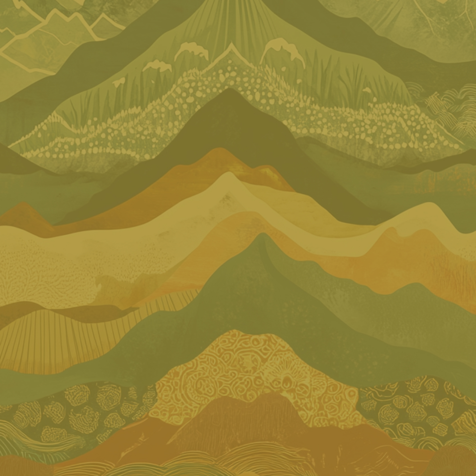 Green and gold layered abstract pattern used in Everest ERP’s visual branding.
