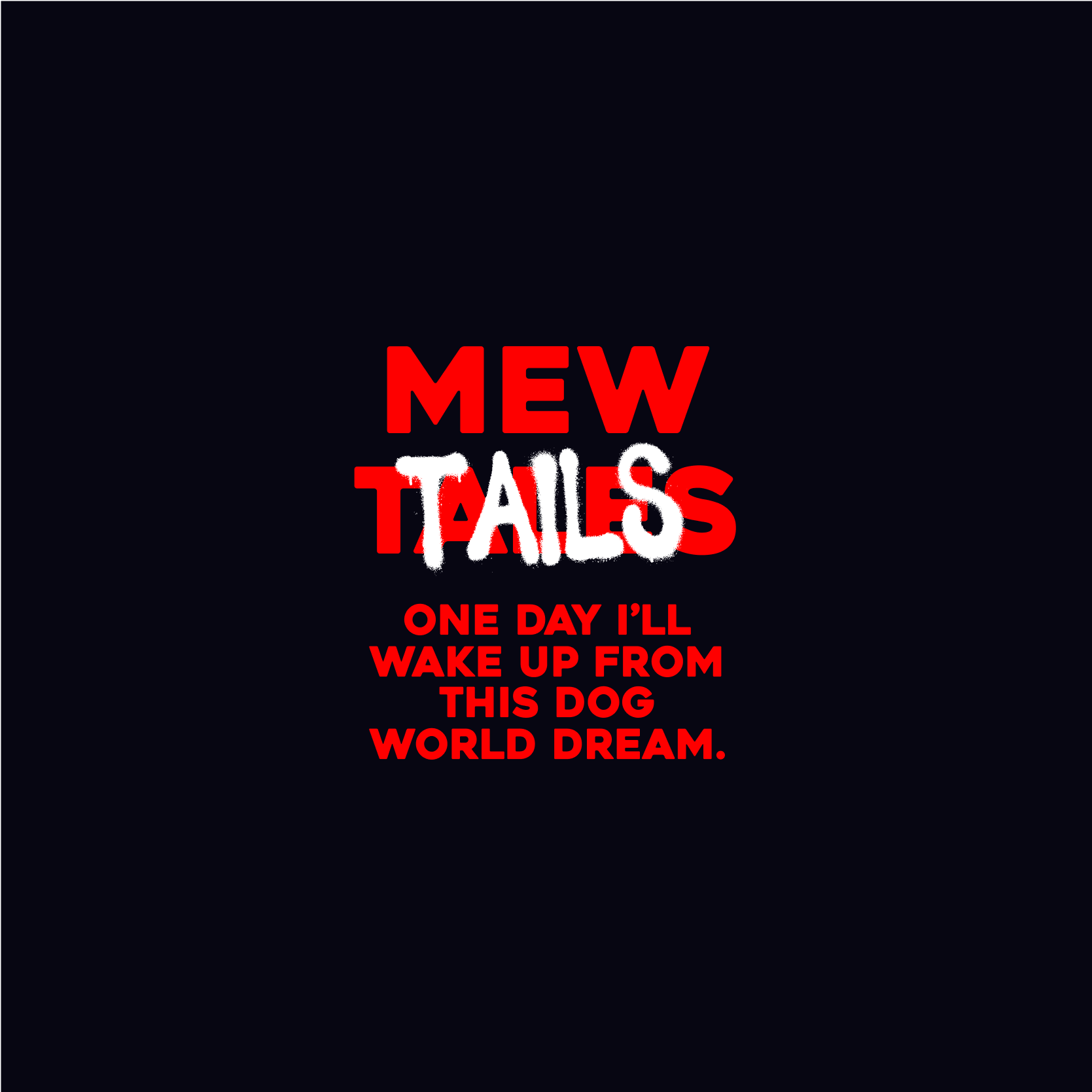 Red-on-black “MEW Tails” logo for the brand’s creative storytelling division.