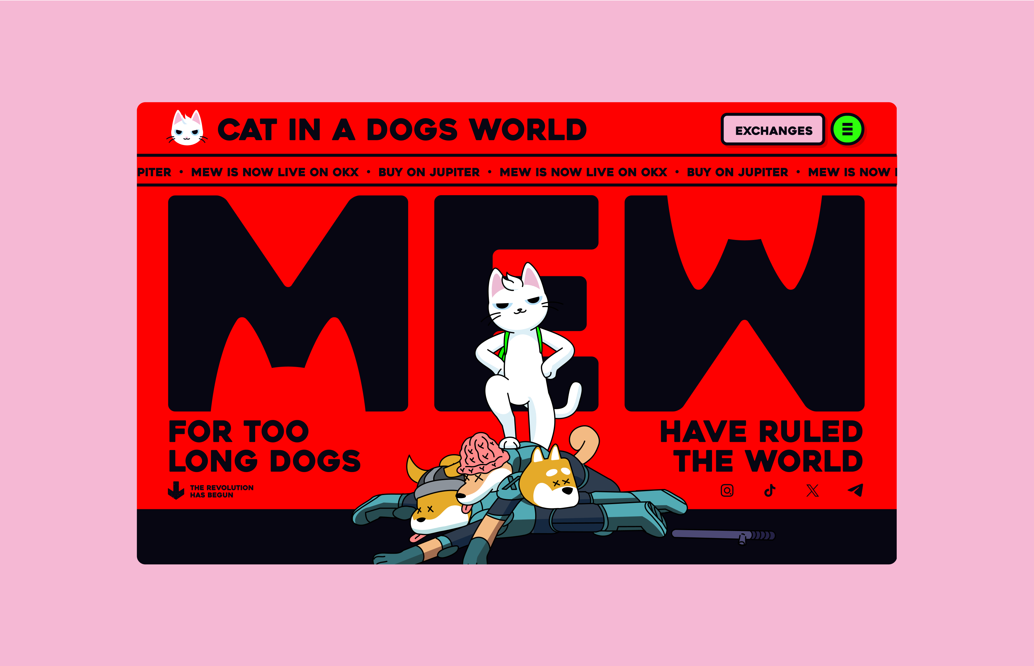 Central MEW hero graphic with bold typography and character illustration.