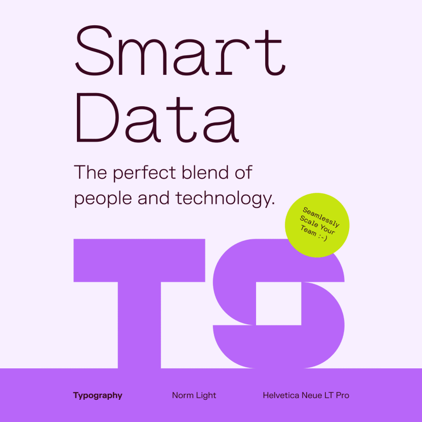 Smart Data poster featuring stylized “TS” typography and purple accents.