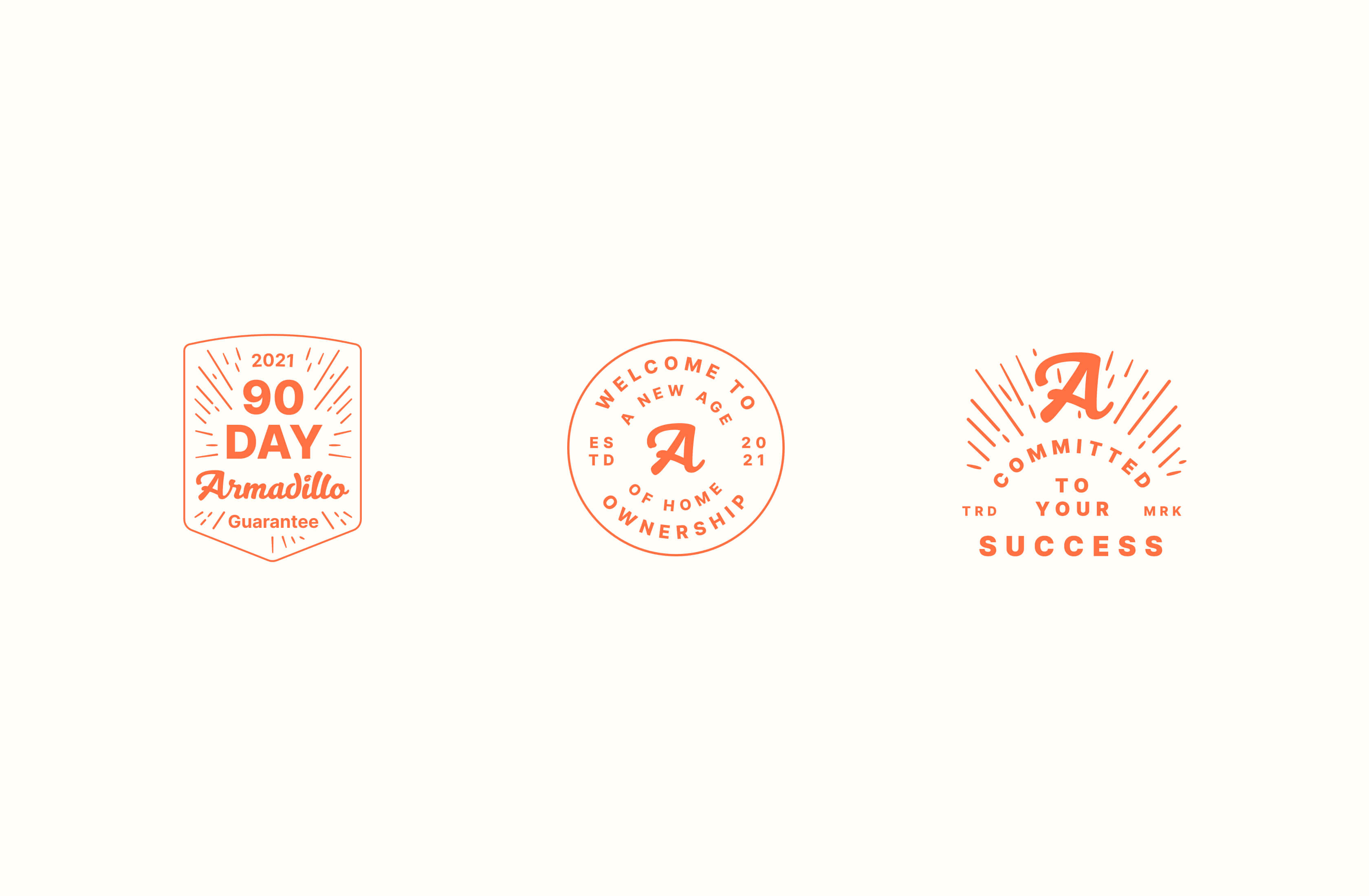 Armadillo brand icon set displayed in red outline style.