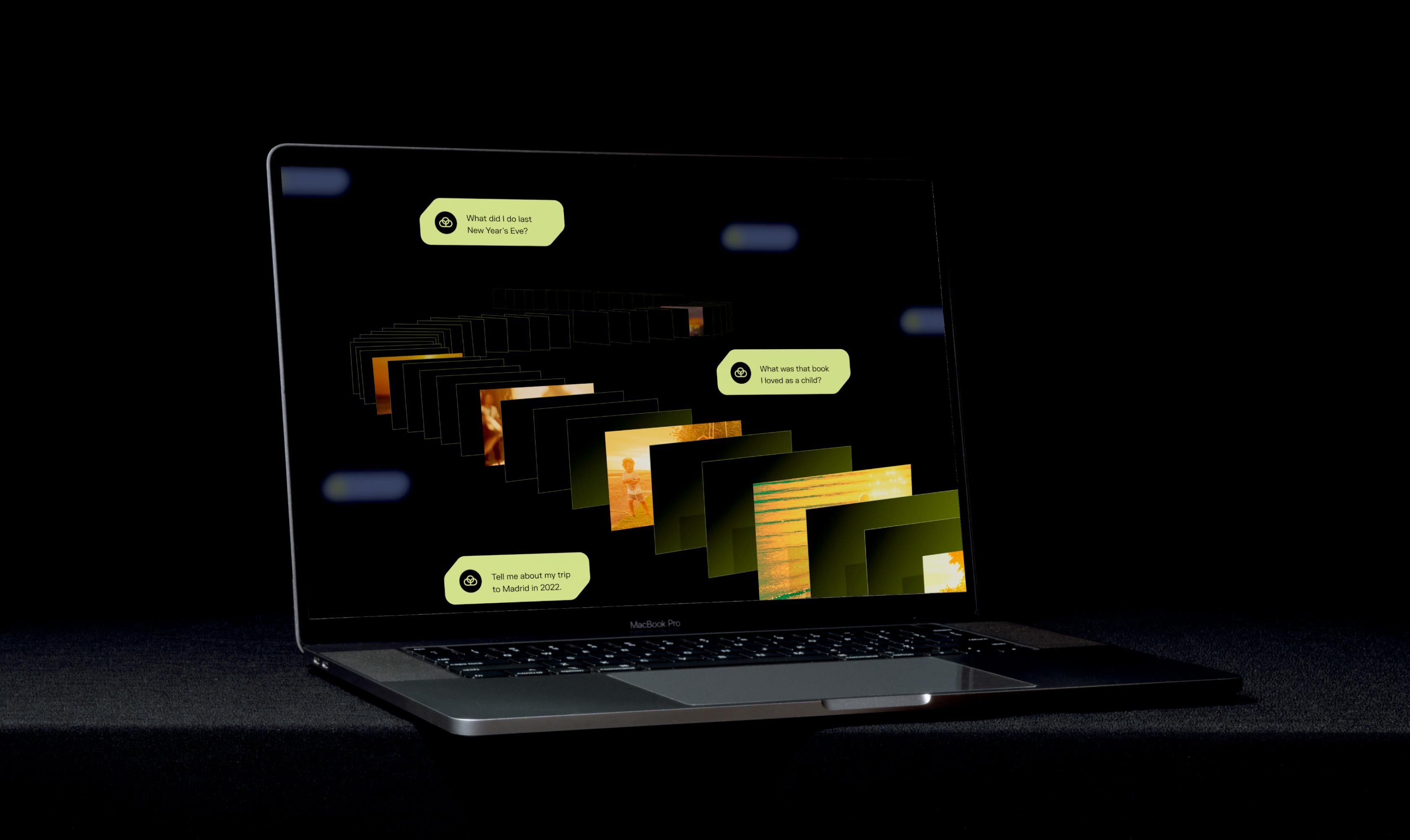 Laptop displaying Brainsave interface with floating notification graphics.